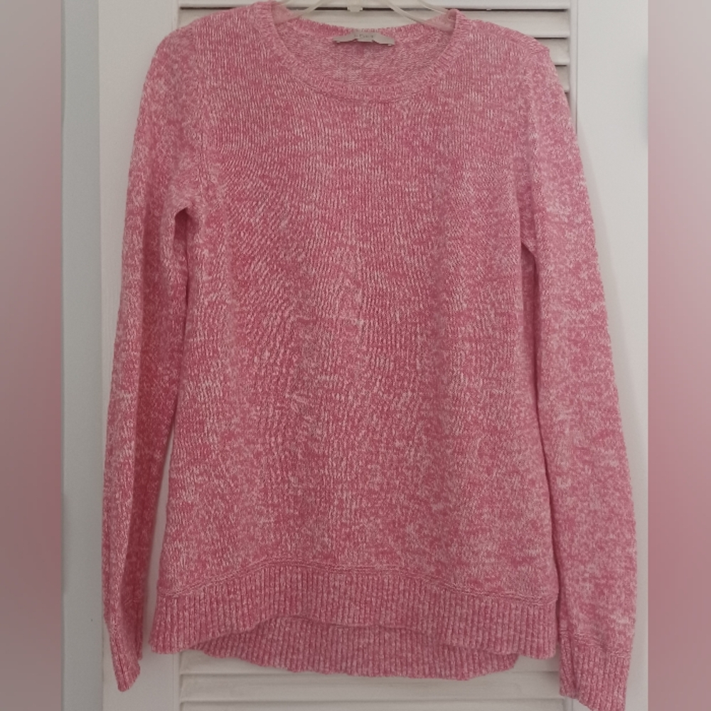 Loft Pink L Knit Cotton Sweater Top Feminine Barbie Core preppy